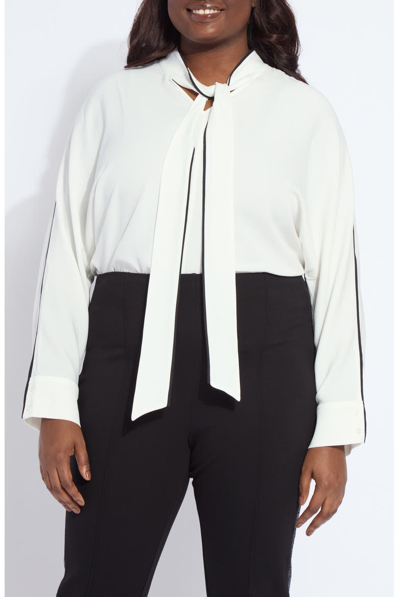 Daphne Tie Neck Dolman Sleeve Top, Alternate, color, OFF WHITE