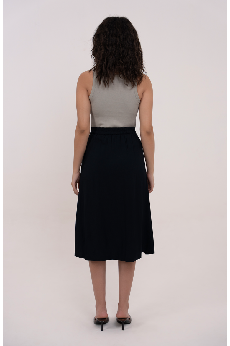 The Midi Skirt, Alternate, color, Black