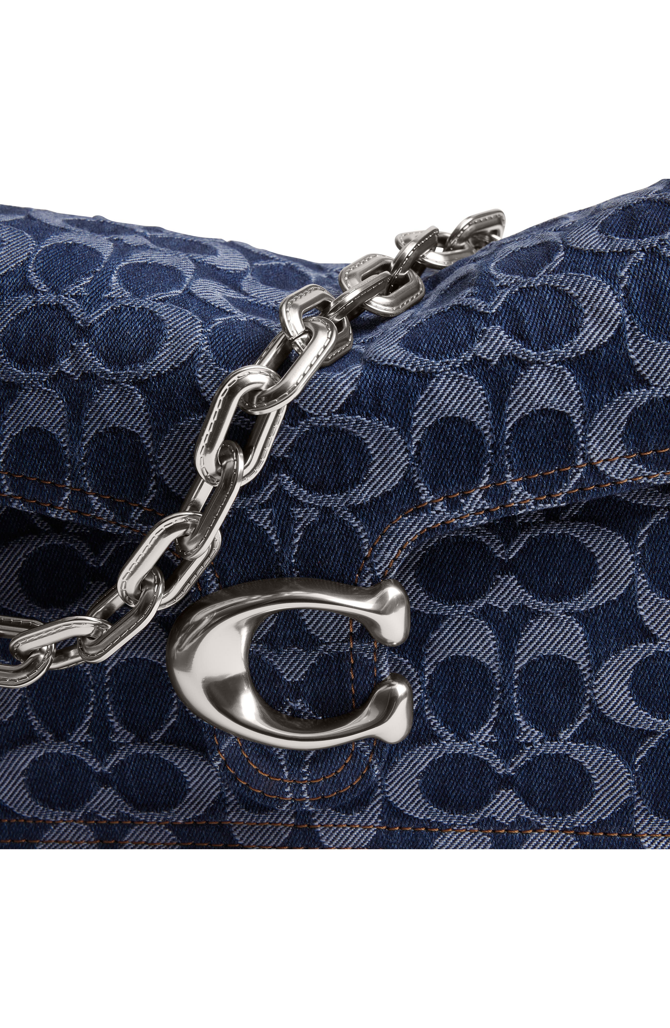 COACH Signature Chain Denim Shoulder Bag, Alternate, color, 
