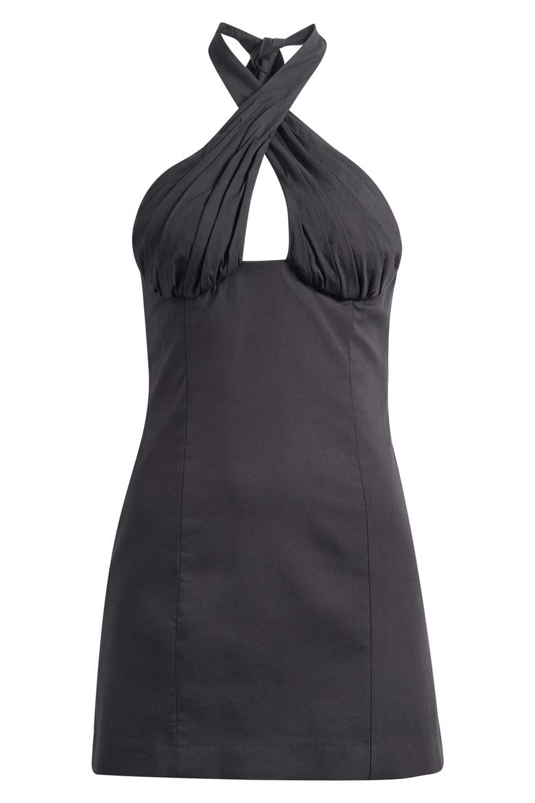 Starring Hailey Bieber Bambi Halter Neck Minidress, Alternate, color, BLACK