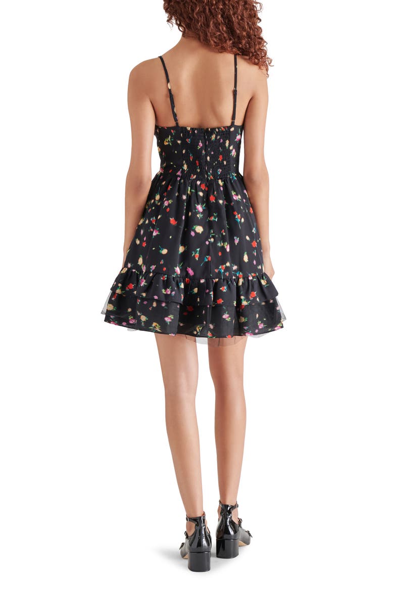 Yasmina Floral Print Georgette Fit & Flare Dress, Alternate, color, BLACK MULTI