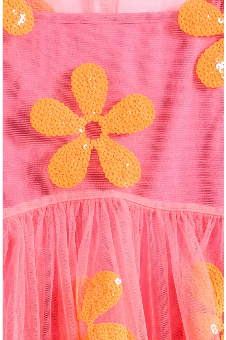 Kids' Flower Sequin Dress, Alternate, color, PINK/ ORANGE
