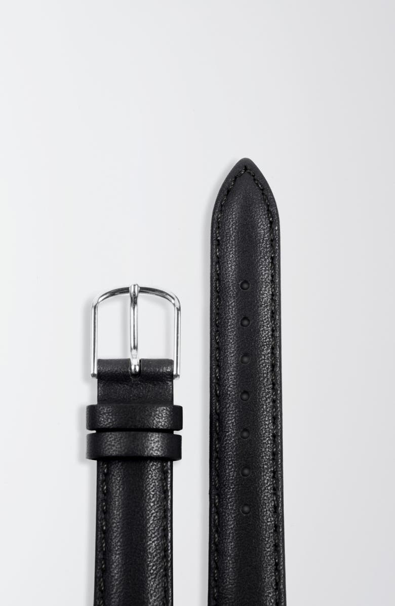 March Hare Watches The Harriet Calfskin Leather Watch Strap Only, Main, color, Black Strap - Silver Buckle