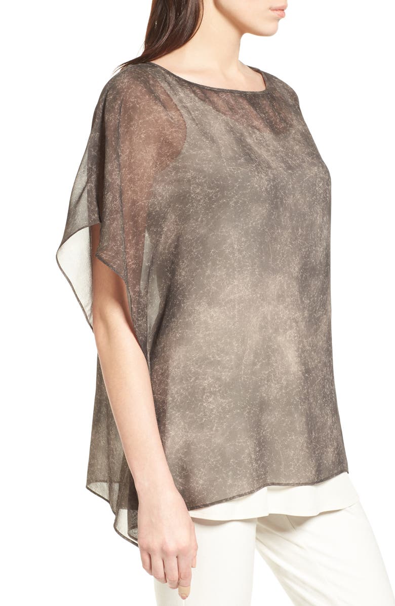 Eileen Fisher Print Silk Top, Alternate, color, 