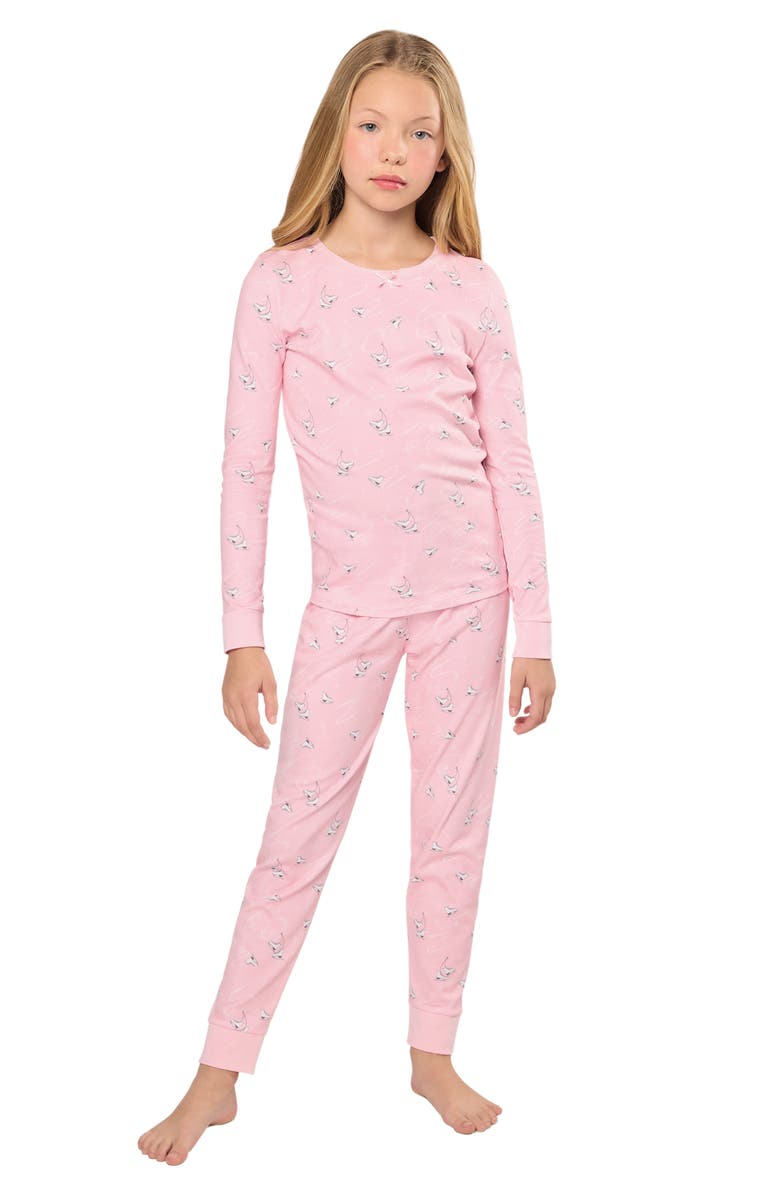 Petite Plume Kids' Winter Skates Fitted Two-Piece Pima Cotton Pajamas, Alternate, color, Pink