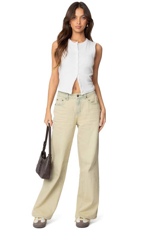 Edikted Washed Low Rise Boyfriend Jeans In Tan