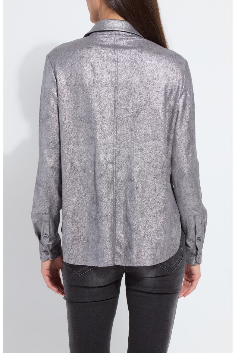 Metallic Faux Suede Shacket, Alternate, color, DISTRESS METALIC SILVER