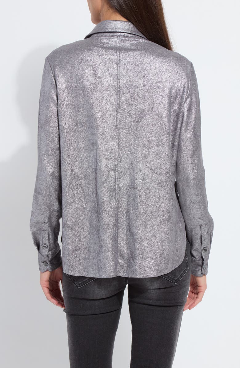 Lysse Metallic Faux Suede Shacket, Alternate, color, Distress Metalic Silver