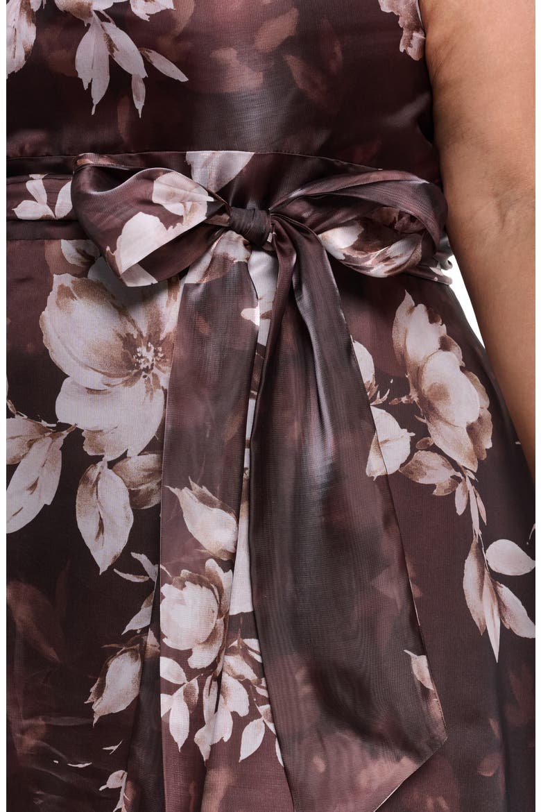 Twist Neck Satin Gown, Alternate, color, CHOCOLATE