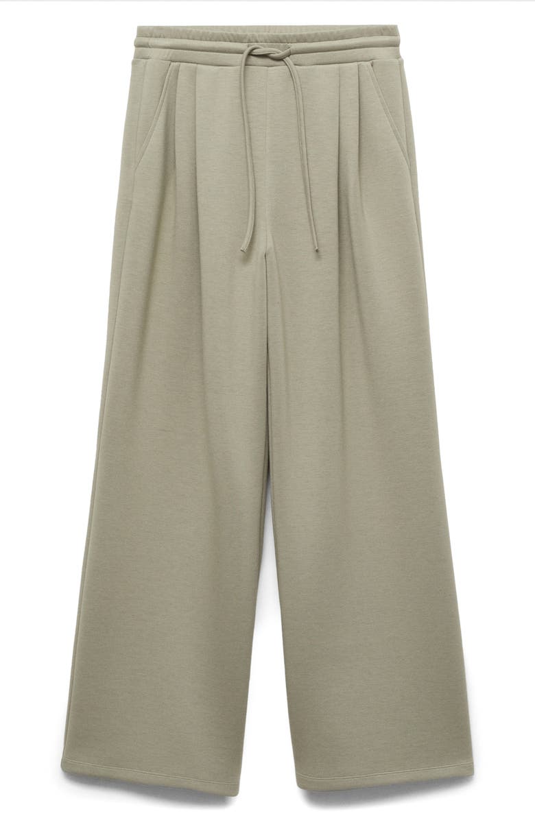 MANGO Drawstring Pleated Wide Leg Pants, Alternate, color, 
