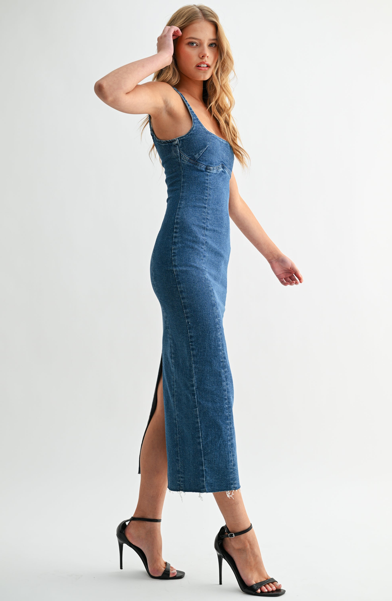 Jemina Denim Seamed Denim Dress, Alternate, color, Denim Blue