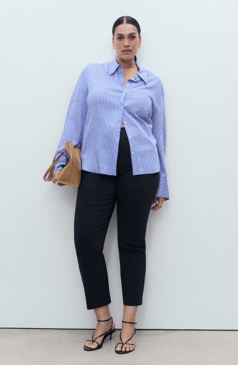 MANGO Ankle Straight Leg Pants, Alternate, color, Navy