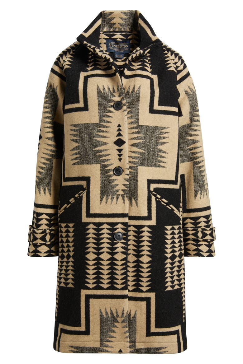 Timberline Virgin Wool Blend Blanket Coat, Alternate, color, BLACK/ TAN HARDING