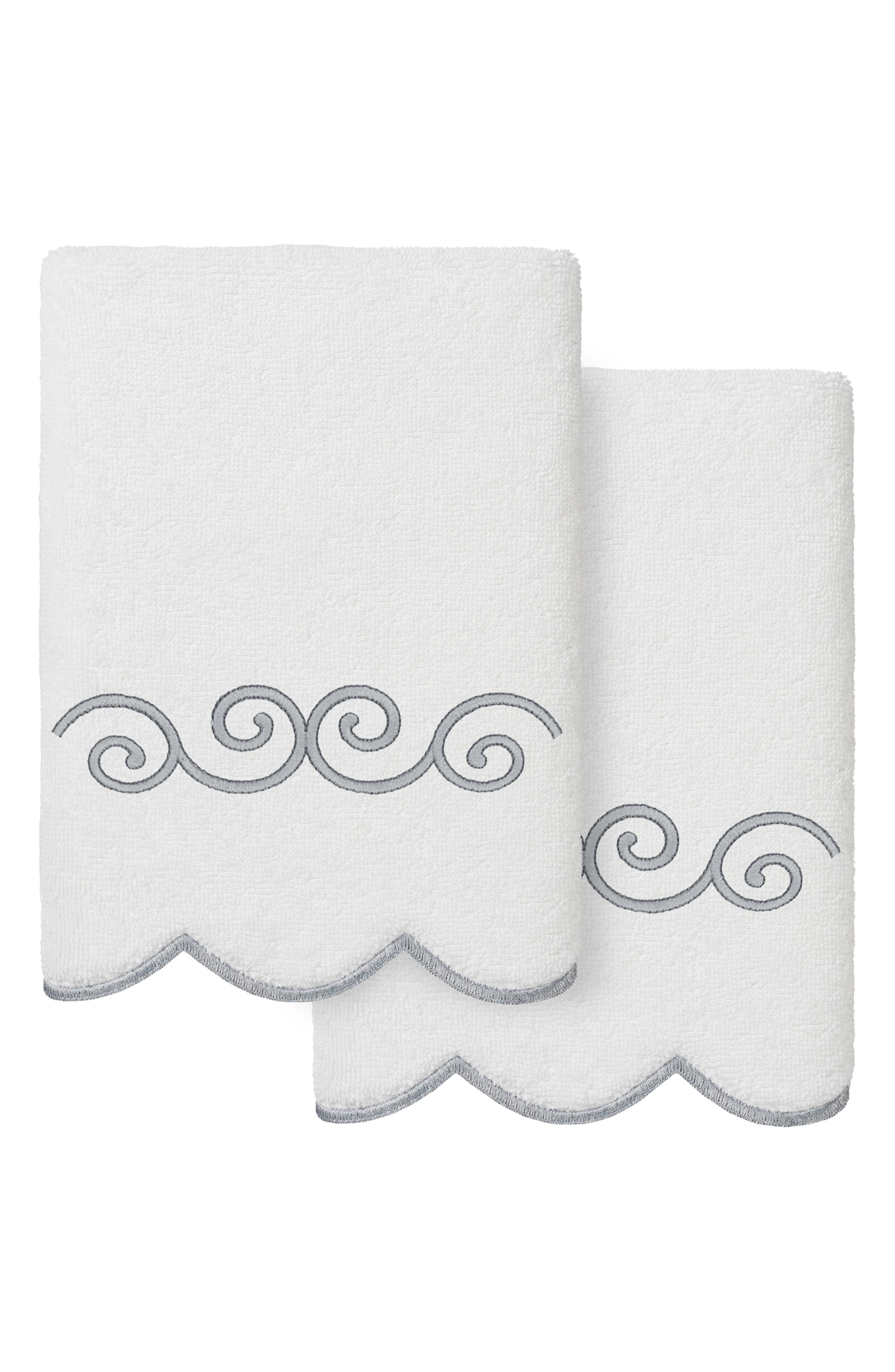 2-Piece Symmetra Embroidered Turkish Cotton Hand Towel Set