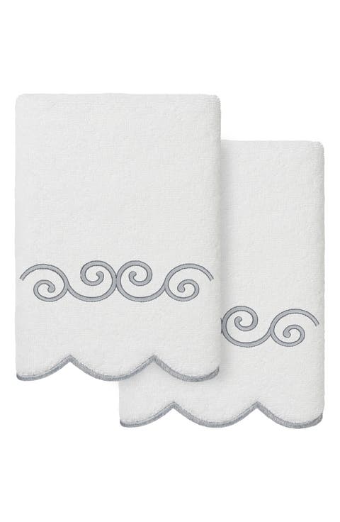 2-Piece Symmetra Embroidered Turkish Cotton Hand Towel Set