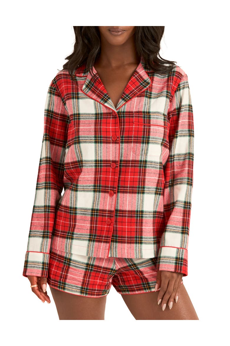Cecelia Pajama Set, Main, color, Plaid beige