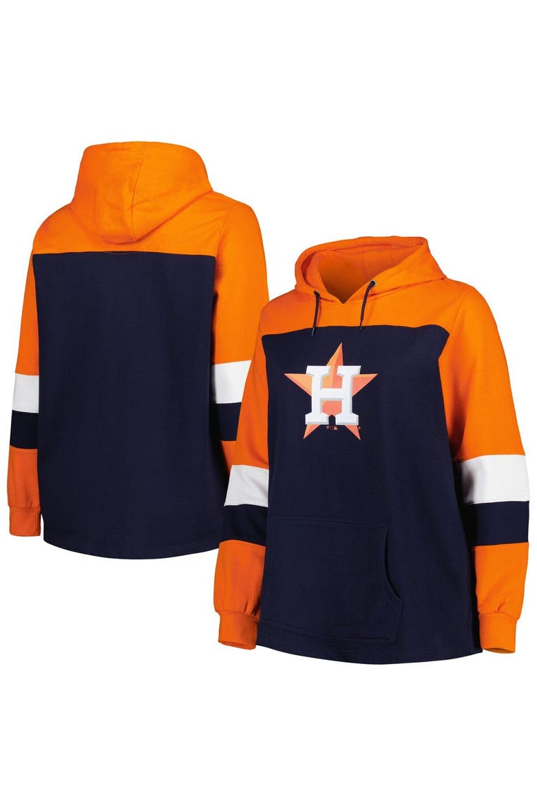 Women's Navy Houston Astros Plus Size Colorblock Pullover Hoodie, Main, color, Navy