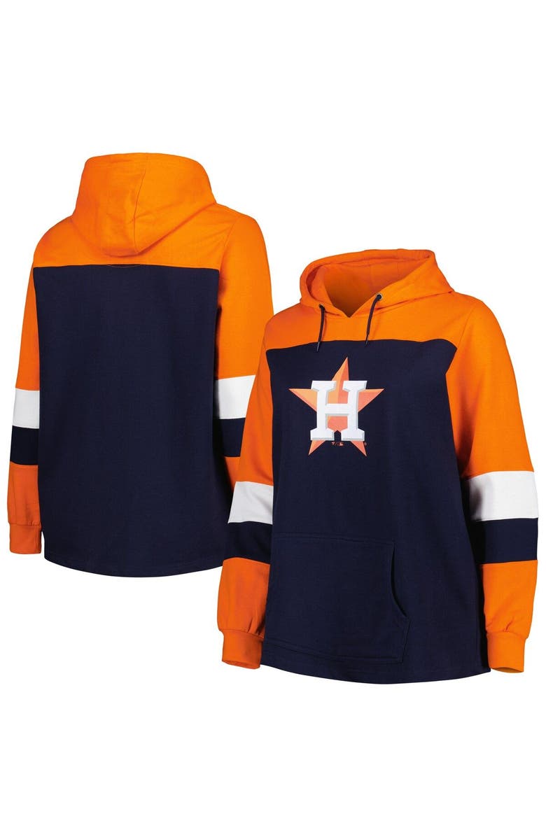 PROFILE Women's Navy Houston Astros Plus Size Colorblock Pullover Hoodie, Main, color, Navy