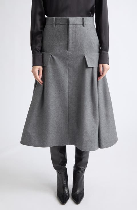 Wool Flannel Cargo Skirt