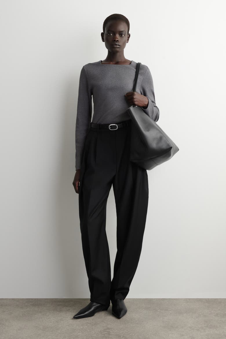 Cotton Jersey Long-sleeved Top, Alternate, color, DARK GRAY