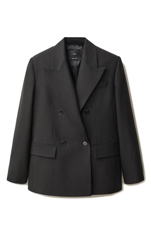 Mango Double Breasted Suit Jacket In Black