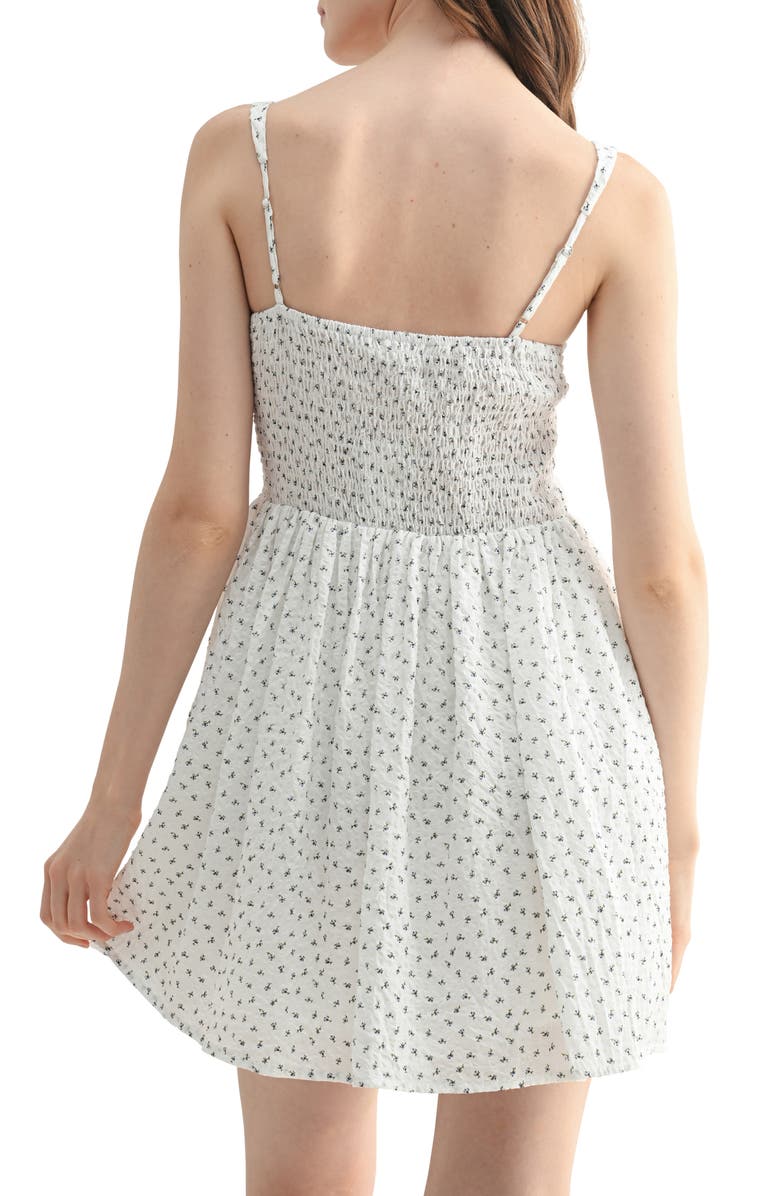 All in Favor Ditsy Cotton Minidress, Alternate, color, White Blue Ditsy