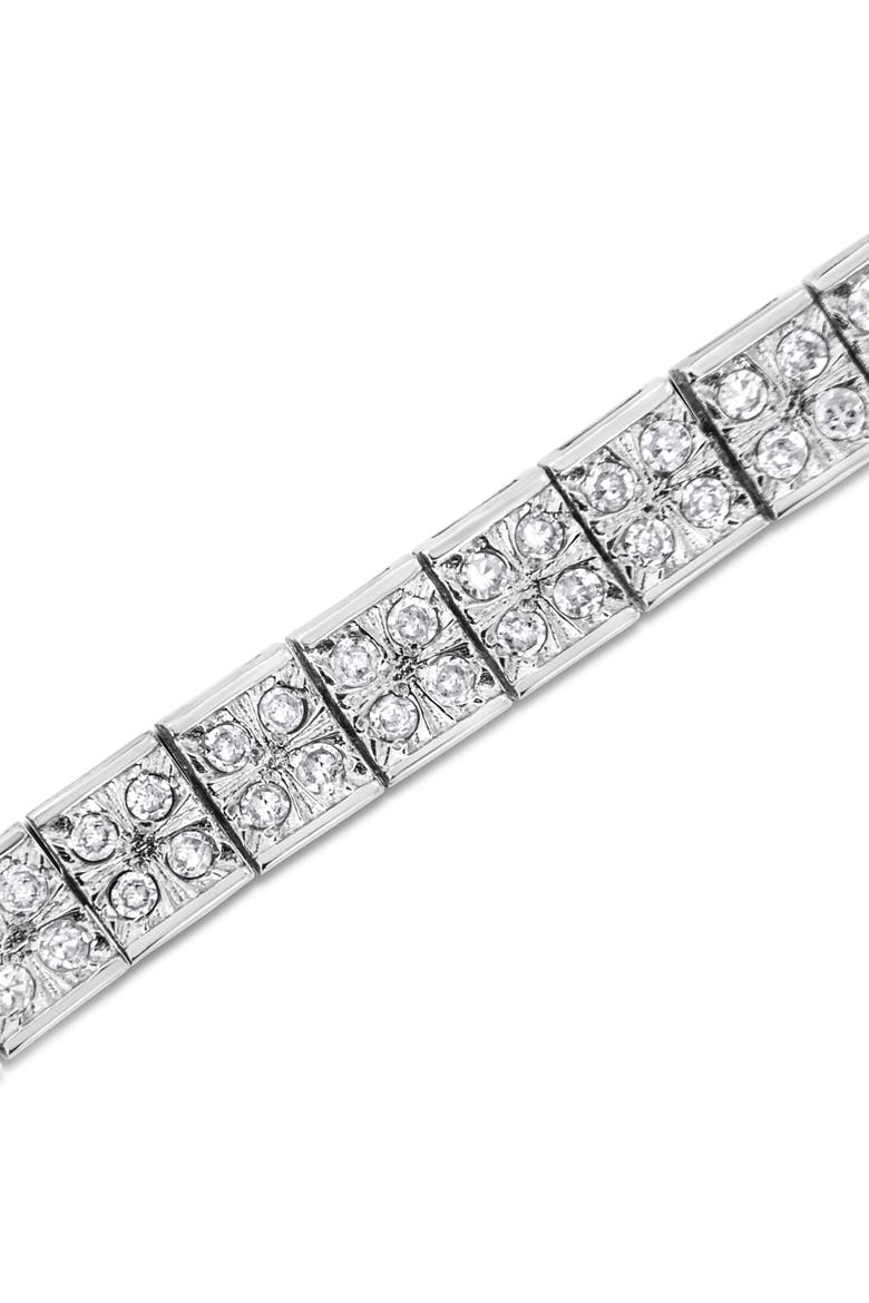 Silver 2 Cttw Prong Set Round-Cut Diamond 4 Stone Box Link Bracelet, Alternate, color, White