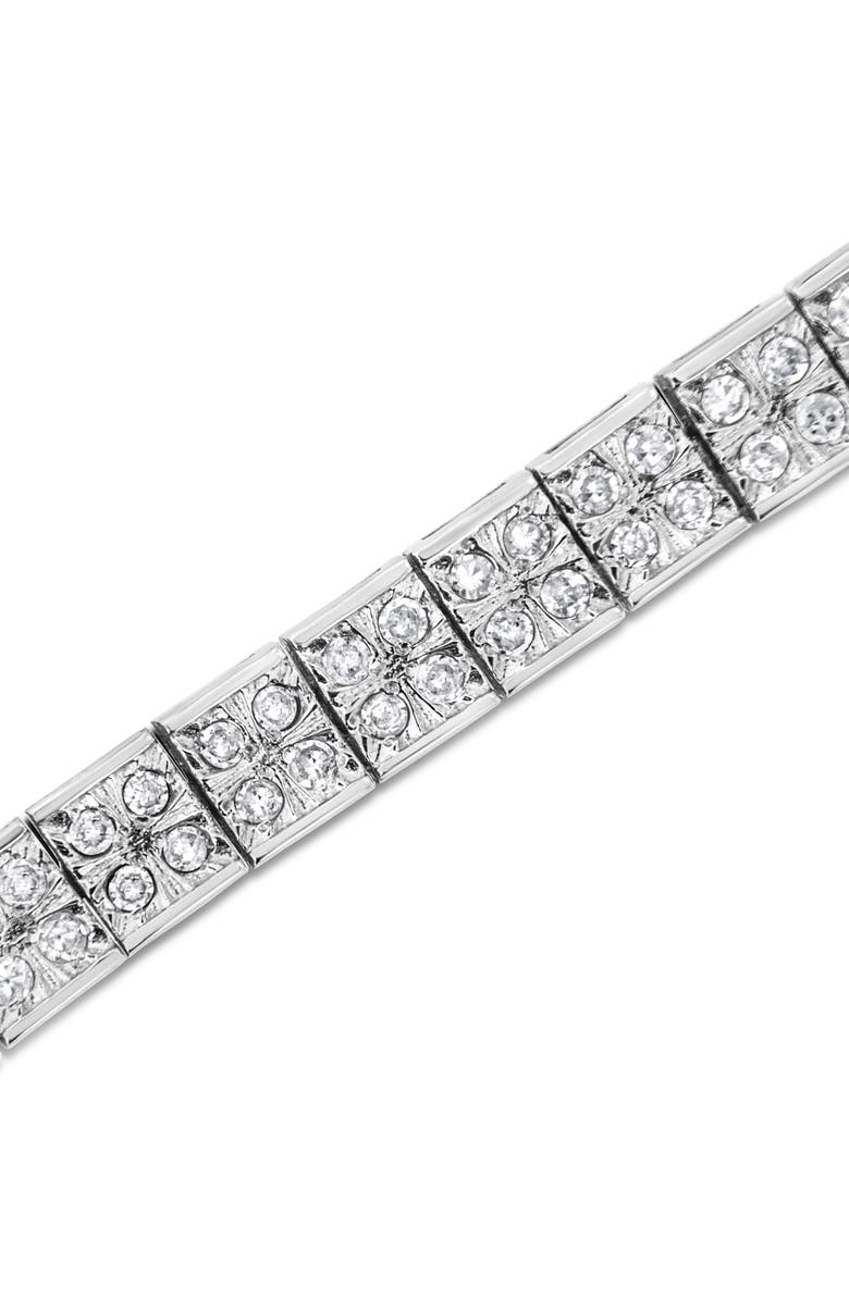 Haus of Brilliance Silver 2 Cttw Prong Set Round-Cut Diamond 4 Stone Box Link Bracelet, Alternate, color, White
