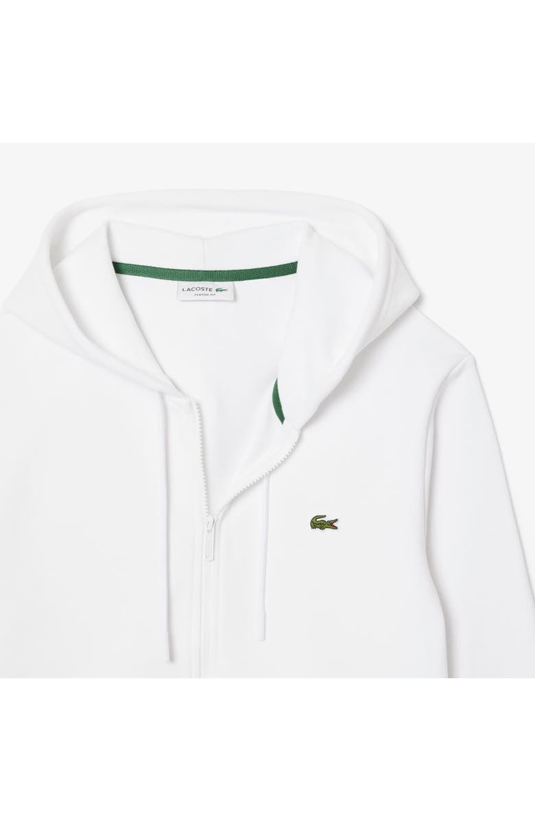 Lacoste Lightweight Cotton Fleece Zip Hoodie, Alternate, color, White