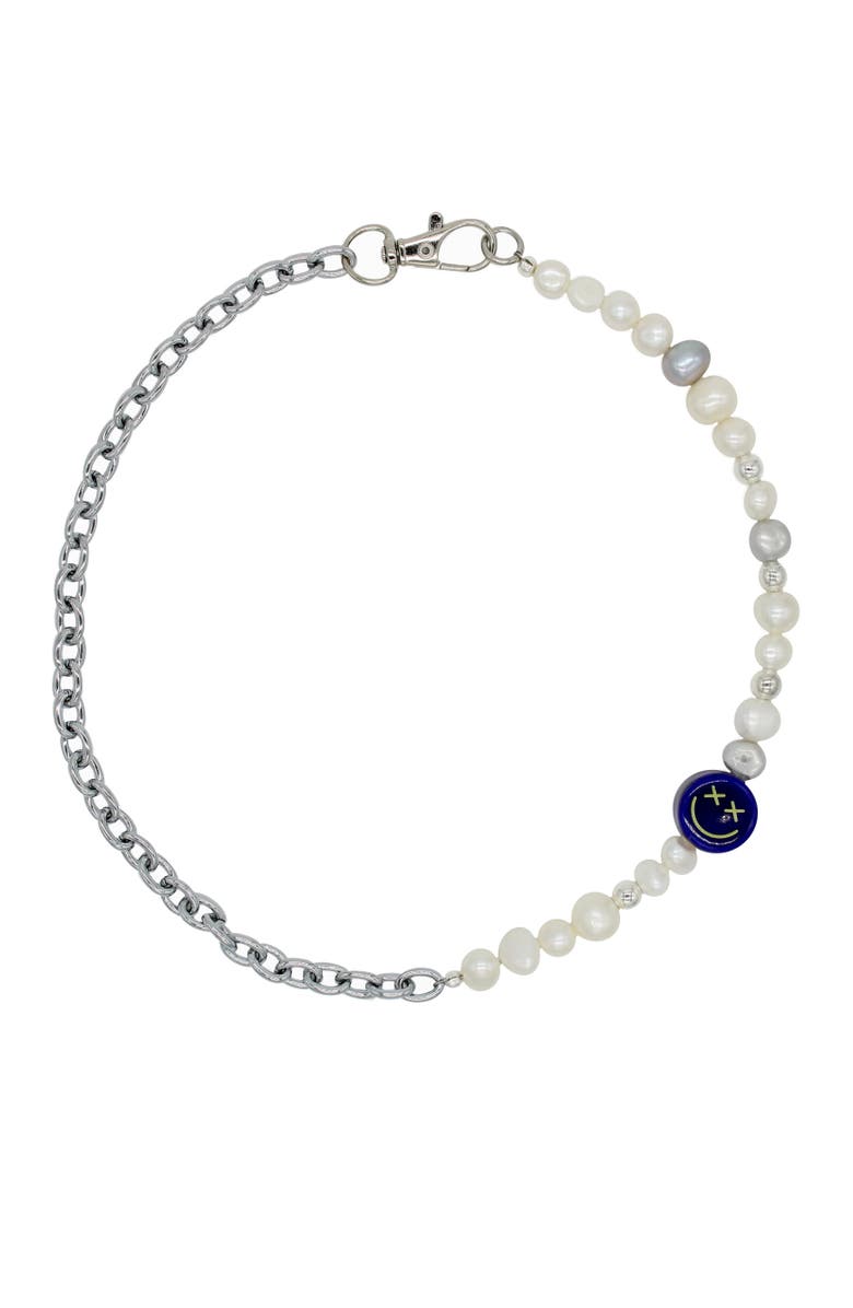 Velvet Luna Pearl And Steel Chain Necklace, Main, color, Silver