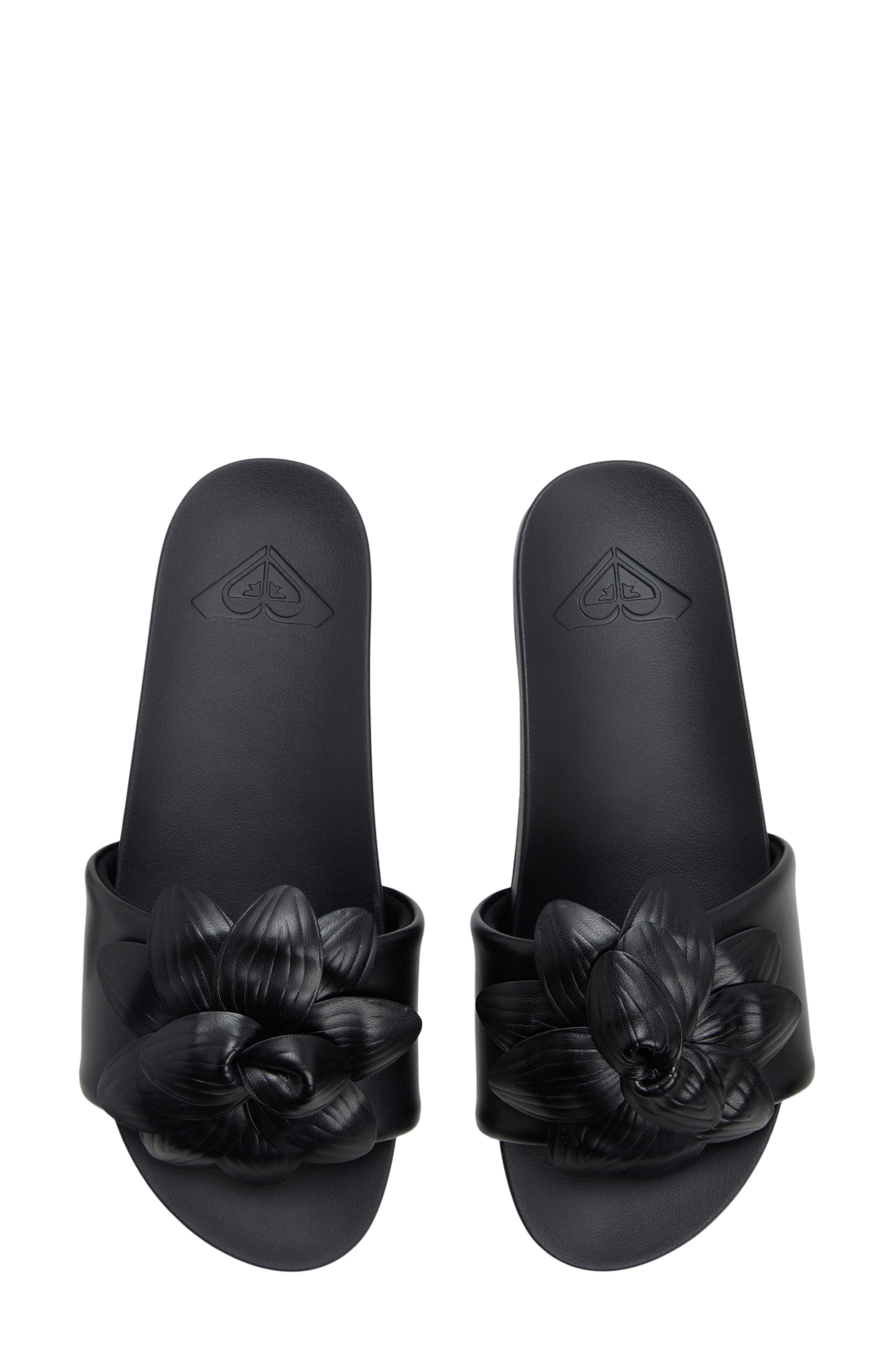 Roxy Flower Girl Slide Sandal, Alternate, color, Black