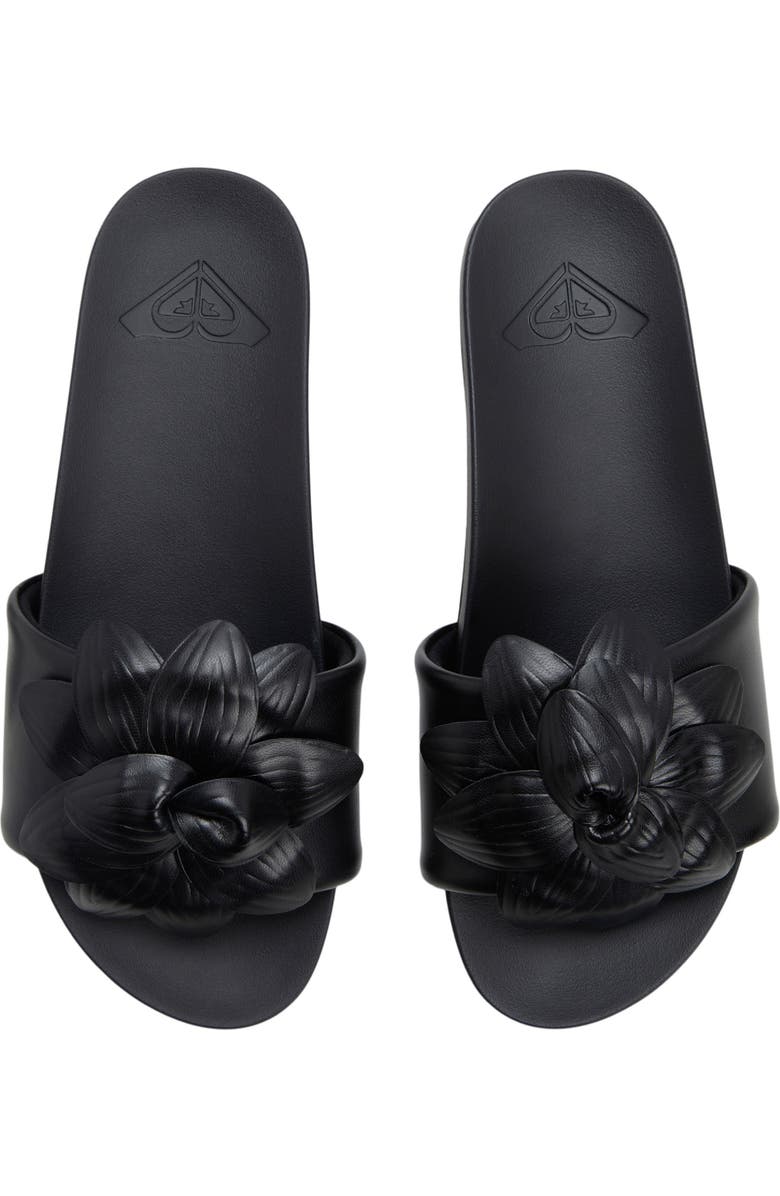 Roxy Flower Girl Slide Sandal, Alternate, color, Black