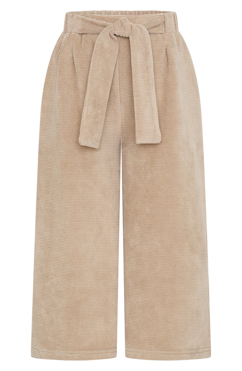 TINY TRIBE Kids' Tie Belt Cotton Blend Wide Leg Pants, Main, color, Mocha