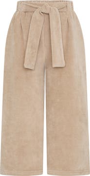 TINY TRIBE Kids' Tie Belt Cotton Blend Wide Leg Pants