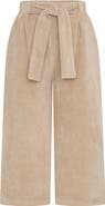 TINY TRIBE Kids' Tie Belt Cotton Blend Wide Leg Pants