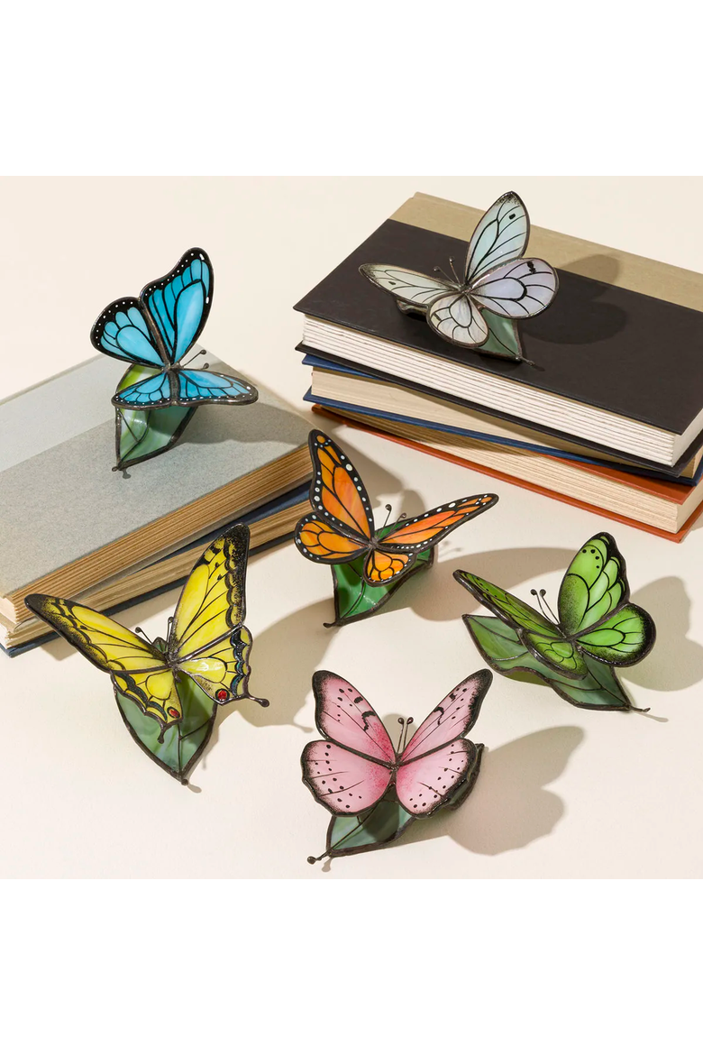 Stained Glass Butterflies with a Message, Alternate, color, Monarch (freedom, courage)
