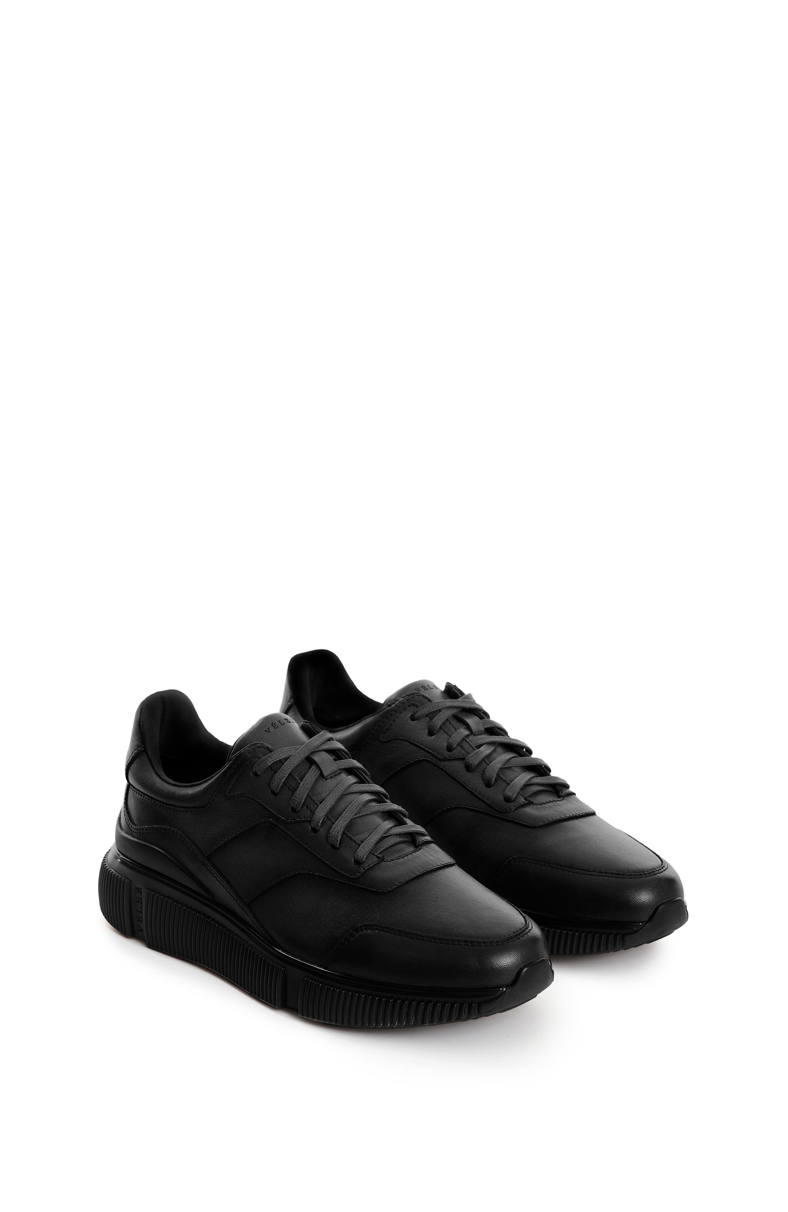 Velez Bikal Leather Sneakers with Casual Silhouette, Alternate, color, Black