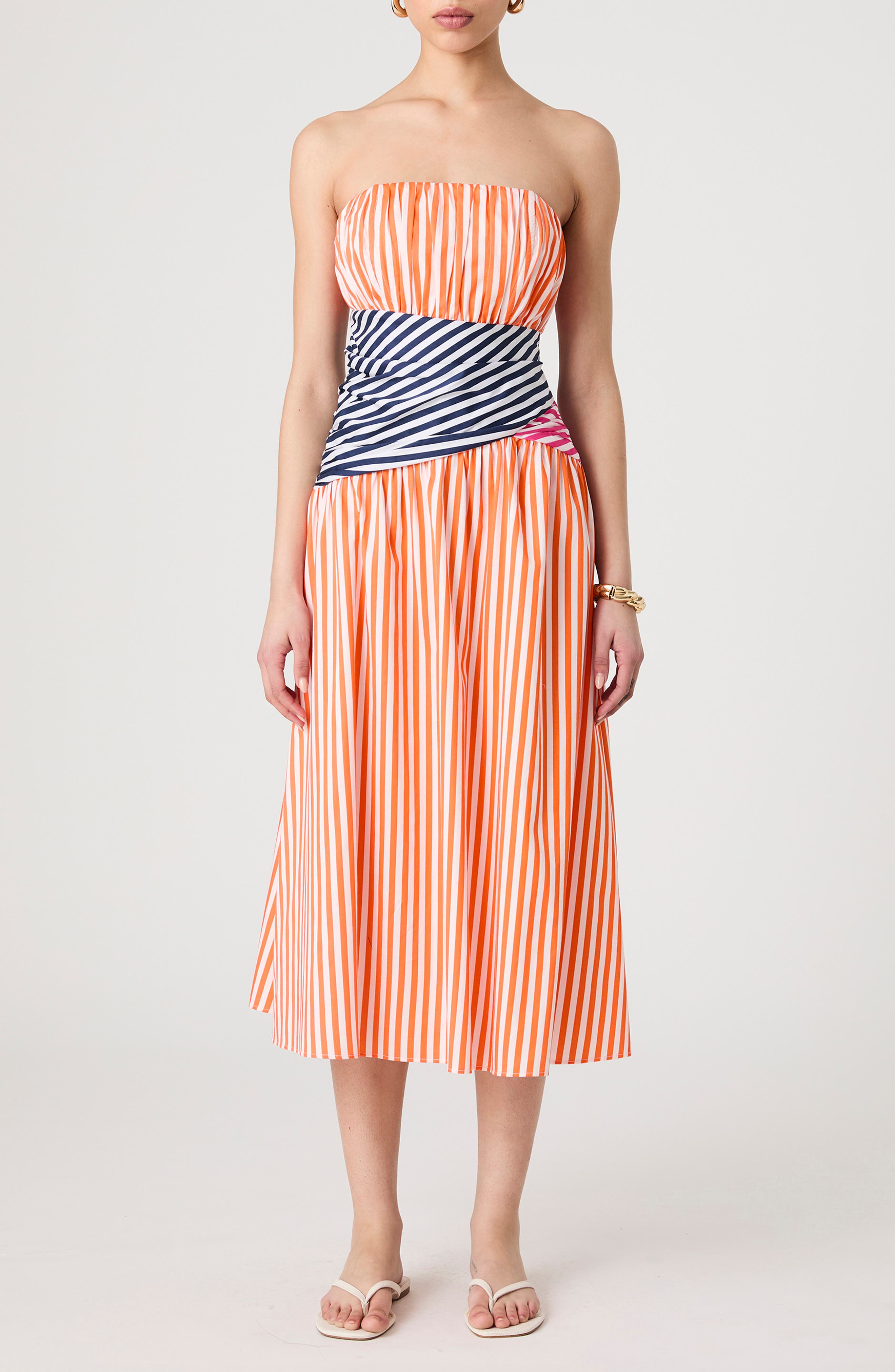 Alexis Stripe Strapless Midi Dress