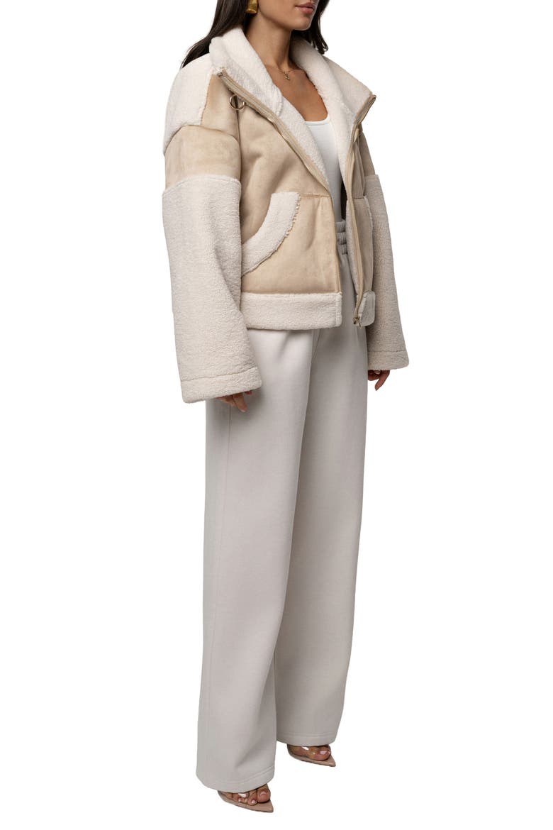 Faux Shearling Coat, Alternate, color, SAND