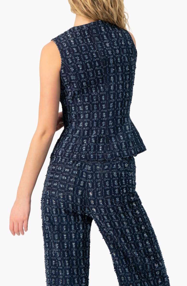 IVONNE Denim Vest with Front Buttons, Alternate, color, Navy Blue