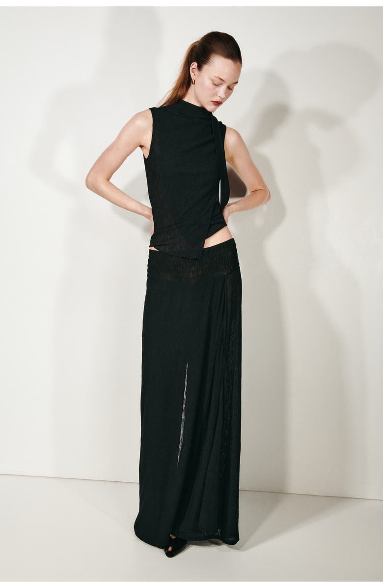 H&M Crinkled Wrapover Trousers, Alternate, color, Black