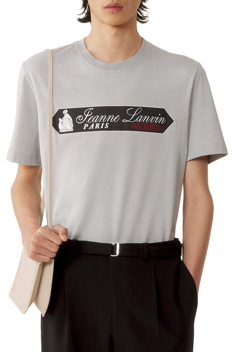Printed Lanvin Signature Label T-Shirt, Alternate, color, Grey