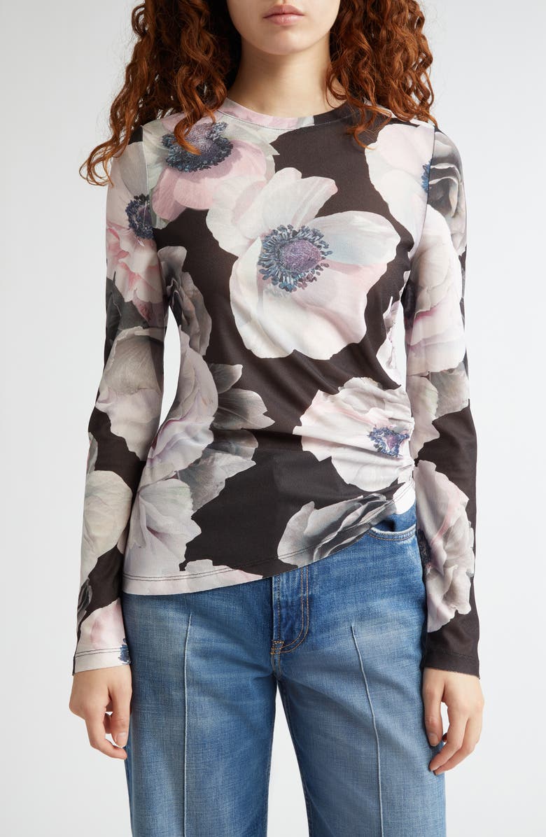 Stine Goya Floral Asymmetric Jersey Top, Main, color, Nostalgic Anemone