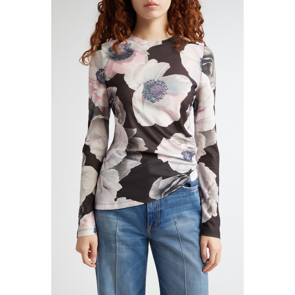 Shop Stine Goya Floral Asymmetric Jersey Top In Nostalgic Anemone