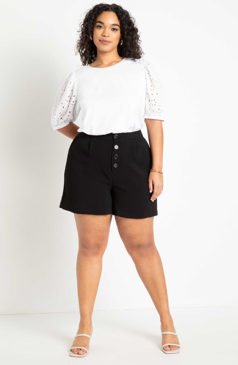 ELOQUII Eyelet Sleeve Top, Alternate, color,