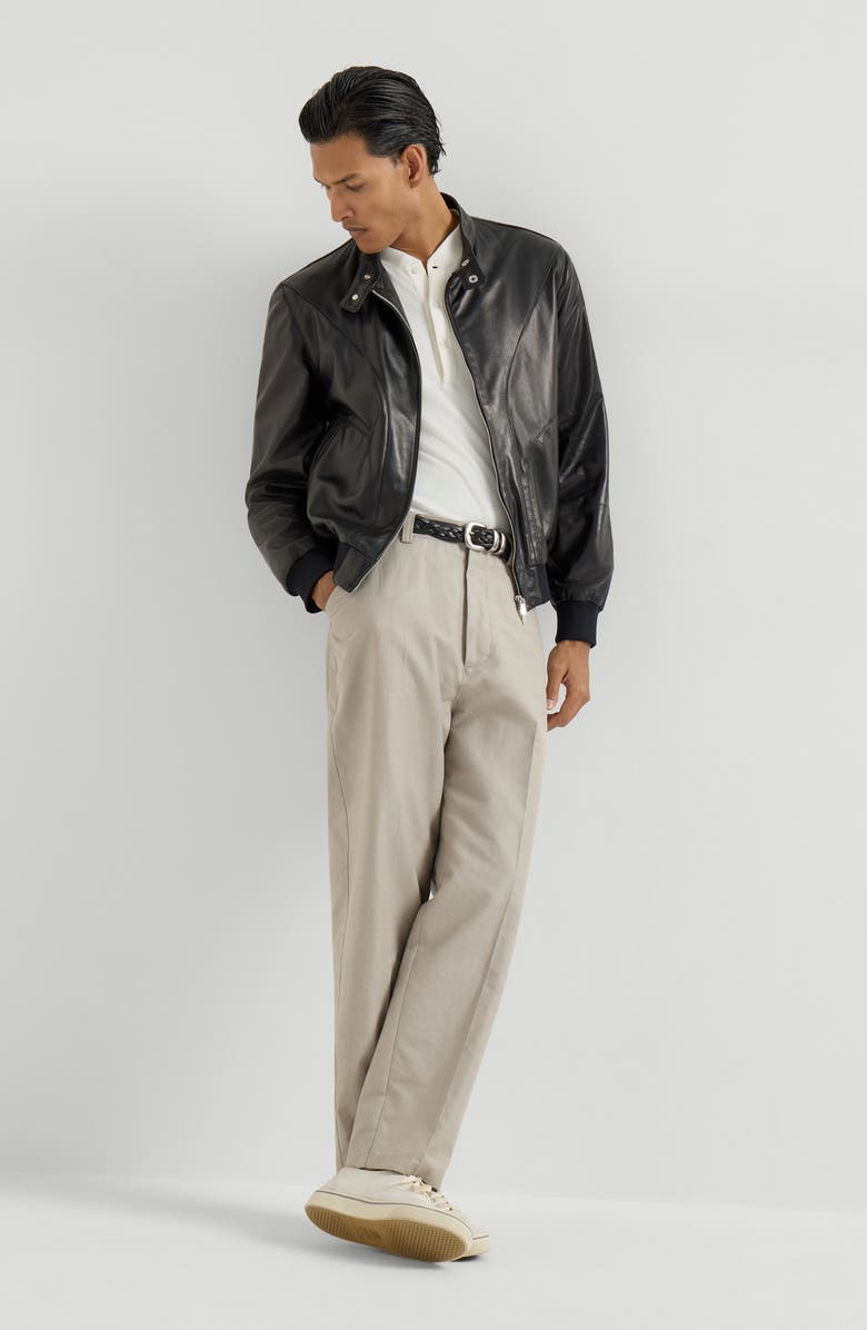 Brunello Cucinelli Nappa leather jacket, Alternate, color, Black