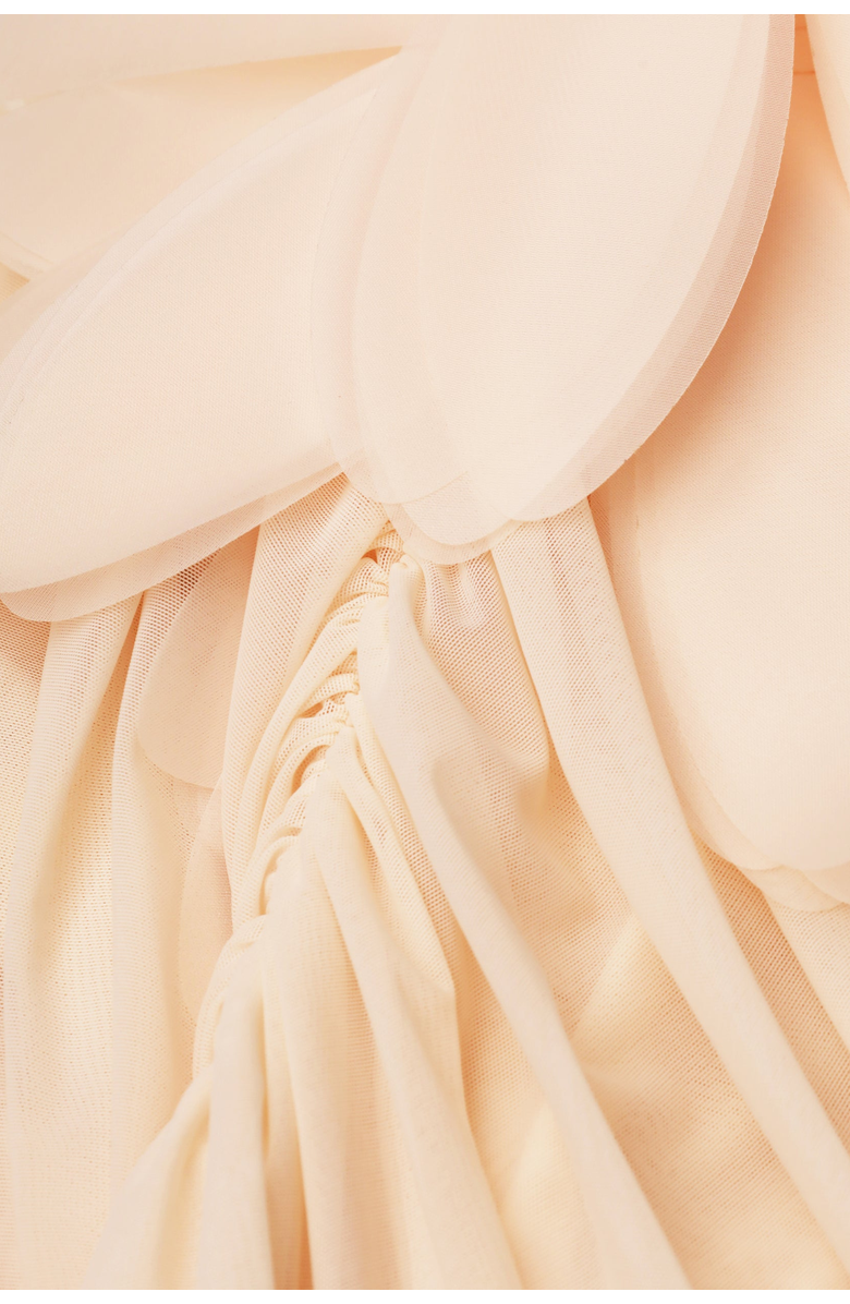 Malva Florea Draped Mini Dress With Oversized Florals, Alternate, color, Light Apricot