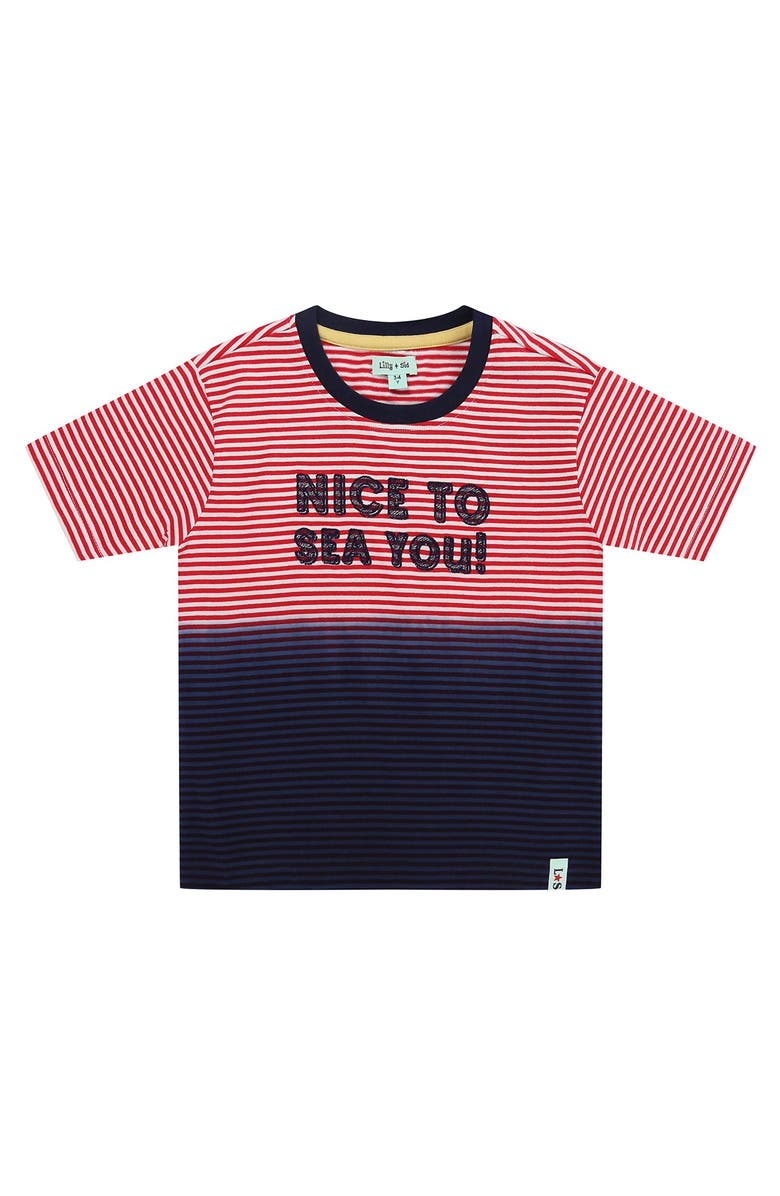 Lilly + Sid Organic Cotton Nice To Sea You Slogan Print T-Shirt, Main, color, Multi