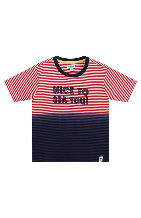 Organic Cotton Nice To Sea You Slogan Print T-Shirt (Toddler, Little Kid)