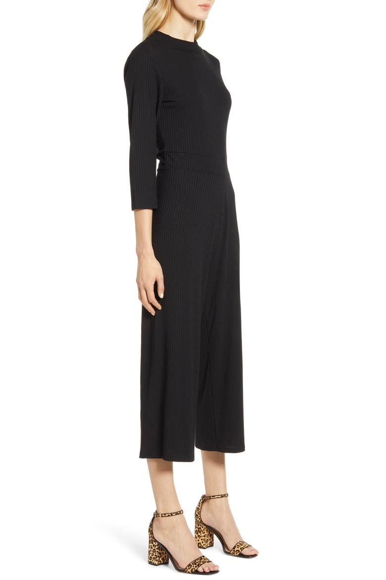 Ribbbed Knit Crop Jumpsuit, Alternate, color, BLACK